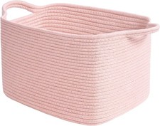 Pink Storage Baskets for Organizing, Woven Rope Baskets for Shelves, Baby Basket
