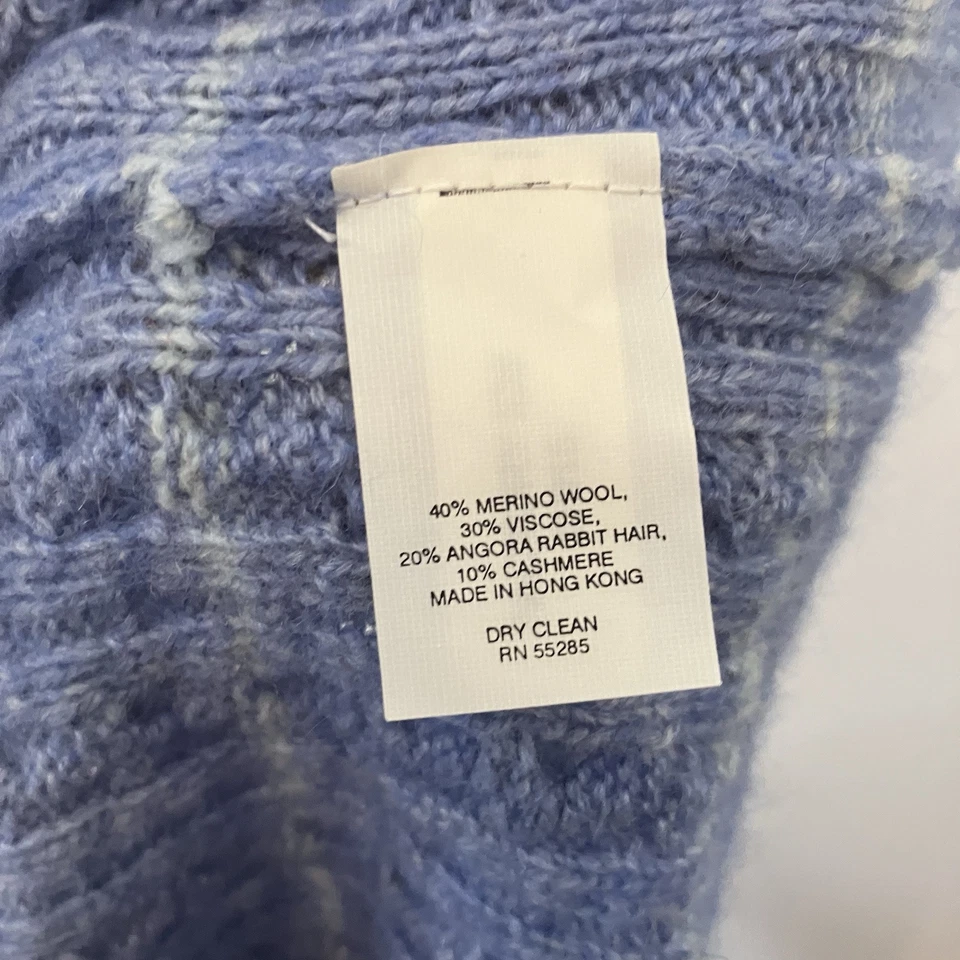 Suéter de Colección Express Para Mujer Y2K Rib Cable Talla L Cachemira Angora Raya Azul Foto 3 de 4