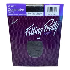 Vtg Hanes Fitting Pretty Pantyhose Size 1X Barely Black Day Sheer Reinforced Toe