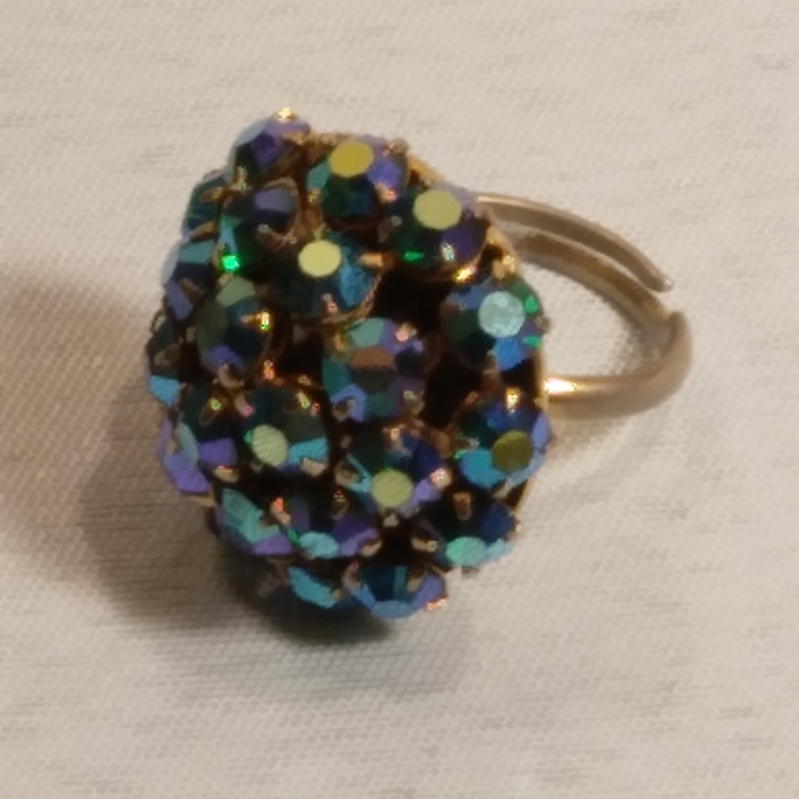 Adjustable Multicolored Crystal Dome Ring  Size 6 - image 1