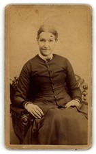 Antique Cdv Circa 1870s R.e. Stevens Gorgeous Old Lady Dark Dress Dover De