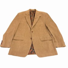 Lauren Ralph Lauren Corduroy Blazer 42R Tan Sport Coat Elbow Patches Paisley