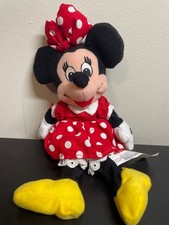 Vintage 1990s Disney Minnie Mouse Bean Bag Plush Red Polka Dot Dress PVC Pellets
