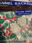 Vtg Flannel Back Round Tablecloth Christmas Pine Cones Holly Sponge Clean NOS — photo 3