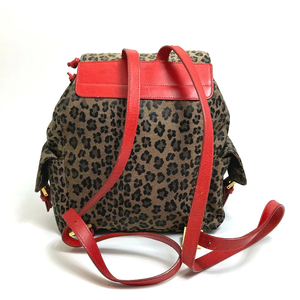 Fendi Leopard Pattern Backpack Rucksack Canvas/Le… - image 2