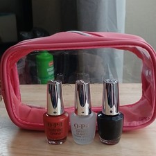 OPI Infinite Shine Nail Polish Set Black/Orange Shiny + ProStay Base Coat 15ml