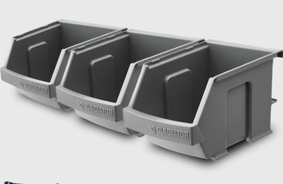 GARAGE STORAGE BINS Geartrack Organizers Totes Container Cabinet Gray (3-Pack)