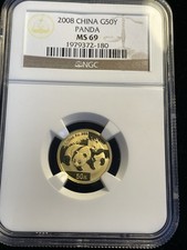 2008 China 1/10 oz 50 Yuan Gold Panda 0.999 Fine Gold NGC MS69 5750.00 per troy oz