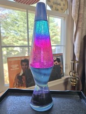 Lava Lamp 2160 Northern Lights Motion And Glitter Decal Base Purple Blue 14 Inch