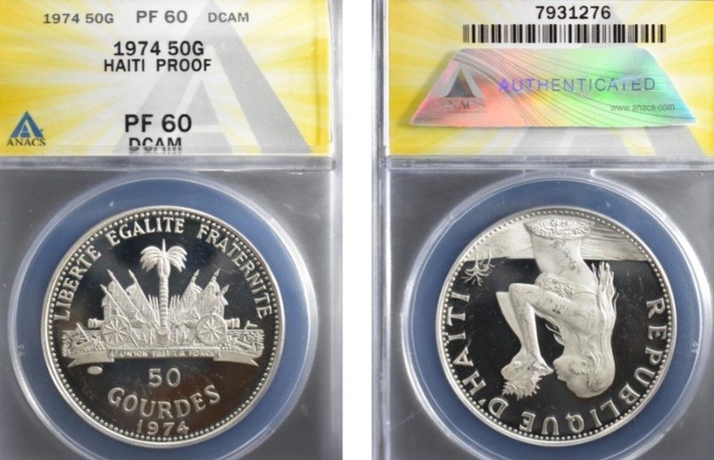 1974 Haiti Silver Coin.  Woman With Conch PF60 Dcam