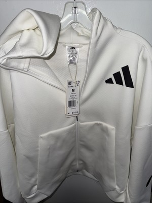 adidas Z.N.E Women's Size Medium White/Black Full Zip Primeknit Jacket $110 NWT