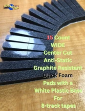 15 CC Wide AS GR BLK Foam Pads White Plastic Base 8-track tape