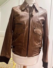 Riess Men's Brown Leather Bomber Jacket - Medium