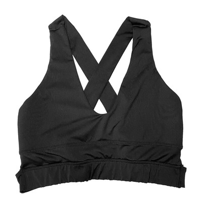 Active Bra Medium Black Wide Straps Cut Outs Yoga Walk Activewear Gym Workout o
