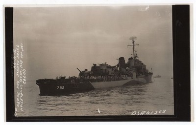 1944 Destroyer DD-792 USS Callaghan off San Pedro in 1980s Made Photo #1