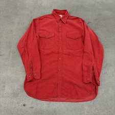 Vintage 60s 70s Penneys Sanforized Red Long Sleeve Button Up Shirt Medium Grunge