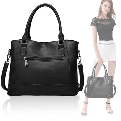 Damen Handtasche Weiches Leder Groß Shopper Tasche Umhängetasche Schultertasche - Bild 1 von 4