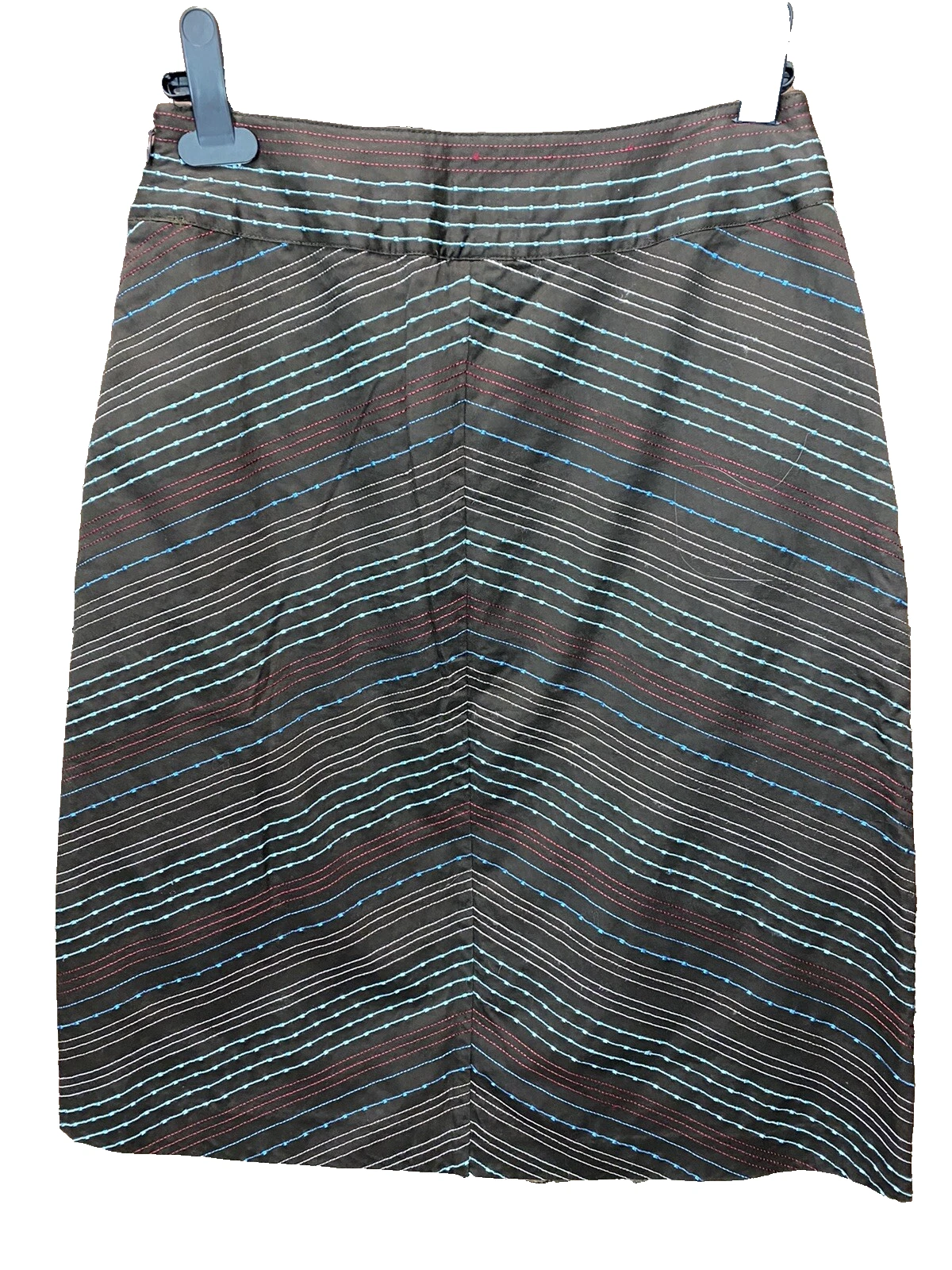 Next A Line Cotton Skirt Brown/Mulit Embroidered Size 10 Knee Length Classic