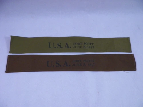2 Old Vintage WW1 Military Armband U.S.A. Fort Scott June 5, 1917 New/Old Stock