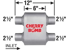 Ap Exhaust 7481cb Cherry Bomb Extrme Muffler 2.5 Inletdual Outlet Diameter
