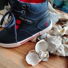 Nautica Toddler Shoes Size 7 Navy Red Manchart Zipper