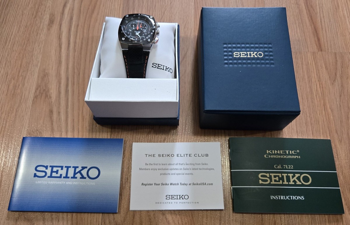 トライアルセット・サンプル SEIKO VTG Seiko Sportura Kinetic Chronograph Wrist Watch BOX 7L22 0AD0