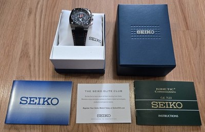 VTG Seiko Sportura Kinetic Chronograph Wrist Watch BOX 7L22 0AD0