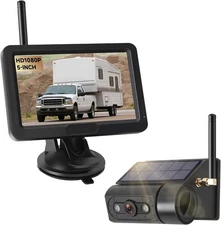Magnetic Solar Wireless Backup Camera with 5” HD Monitor No Wiring... 