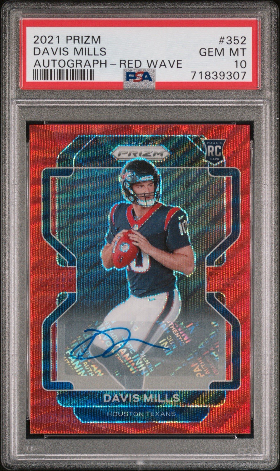 Davis Mills Panini Prizm #352 Autograph-Red Wave