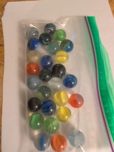 Lot of (27) ½” translucent swirl glass marbles 1960s Vintage marbles