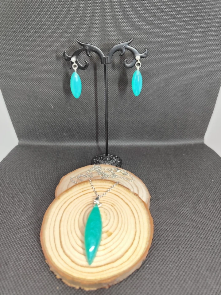 Orecchini Argento 925 e Resina Turchese - Immagine 2 di 4