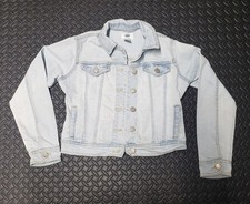 Old Navy Jean Jacket Girls Large 10-12 Blue Denim Long Sleeve Casual Light Wash