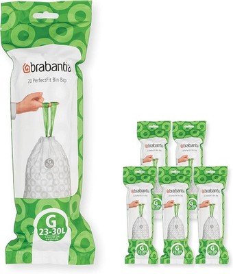 Brabantia PerfectFit Trash Bags (Size 1 Count (Pack of 120), White - Code G 