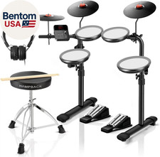 MK-0 Electric Drum Set with 7'' Quiet Mesh Drum Pads, 8'' Full Rubber Cymbals, 1