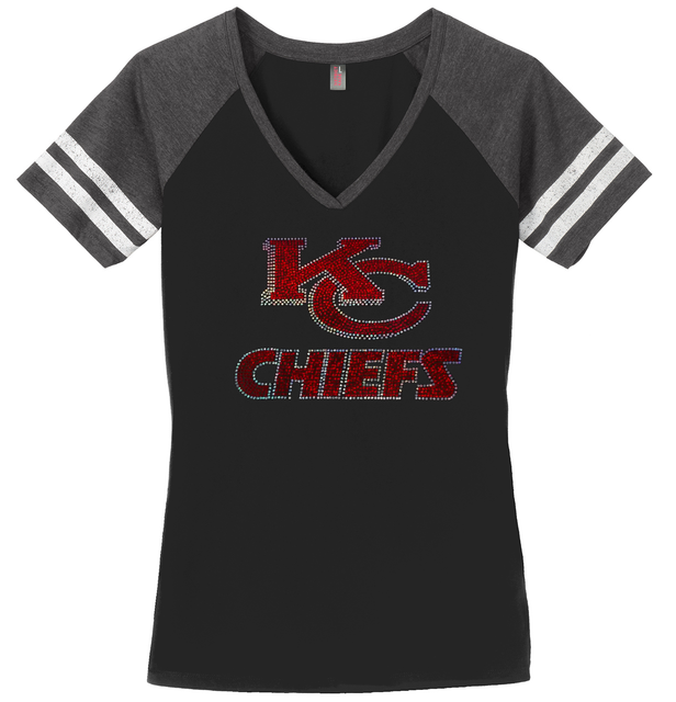 Women's Kansas City Chiefs Football Ladies Art Vneck Shirt (Size S3XL