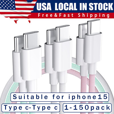 For IPhone 17 16 Pro Max USB-C to USB-C Fast Charger Type C Charging Cable Lot