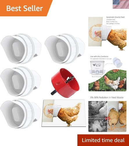 Efficient 4-Port Chicken Feeder - Ideal for Buckets & Bins, Rainproof Design