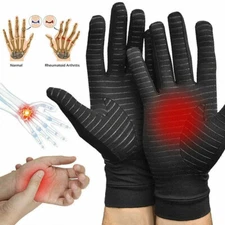 Full / Half Finger Copper Gloves Fit Hand Support Joints Pain Relief [S,M,L,XL]