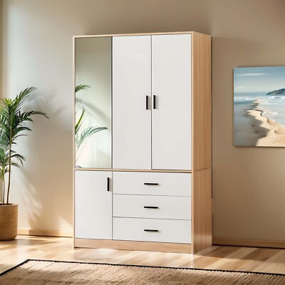 Wardrobe Armoire Closet with 3 Doors,Wardrobe Cabinet,White