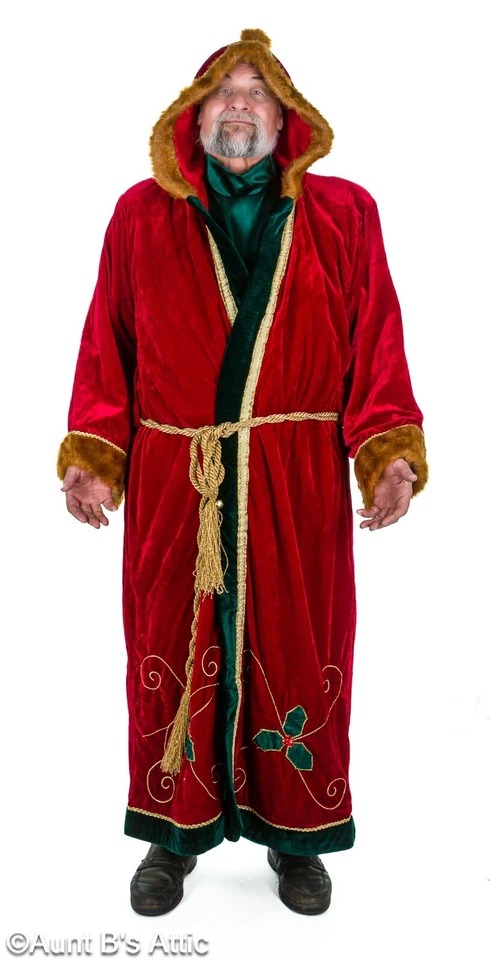 Santa Costume Dxl Victorian Style Old World Father Christmas 3Pc Rd/Gr XL - Image 2 of 4
