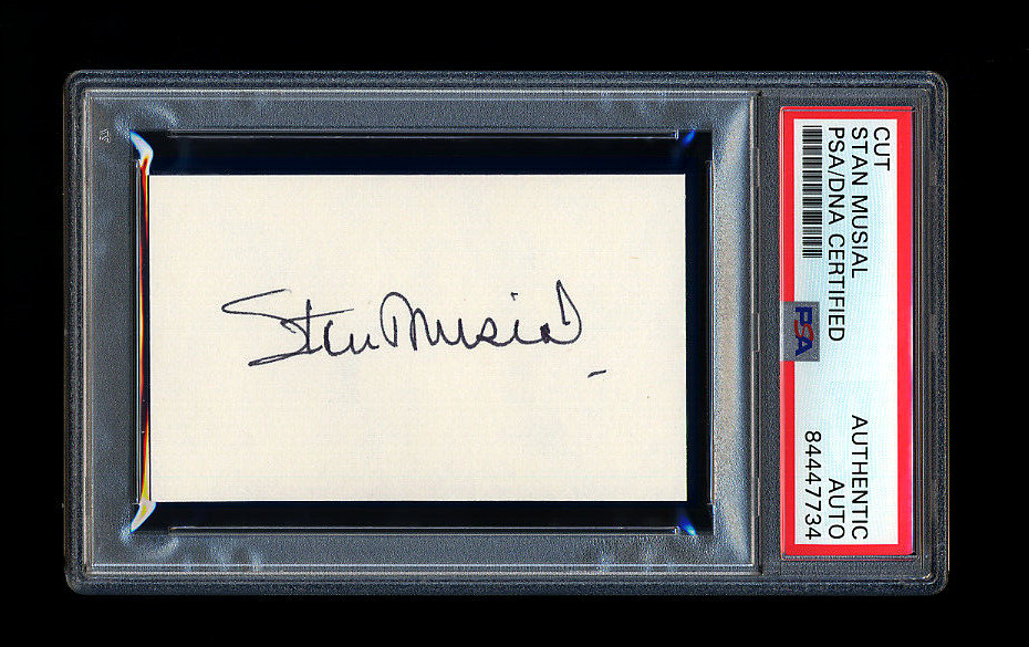 STAN MUSIAL SIGNED MINT CUT PSA/DNA AUTOGRAPHED ST LOUIS CARDINALS 1946 WSC MVP