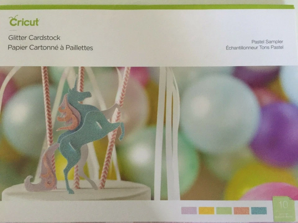 Cricut Glitter Cardstock 12" x 12" Pastel Sample 10-Sheets 5-Colors New - Image 2 of 4