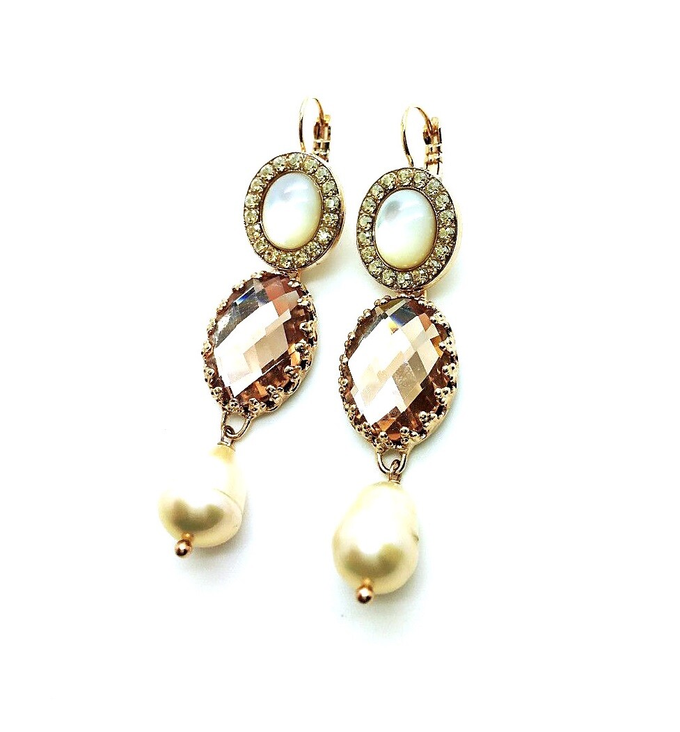 Mariana Caribbean Life Pearl & Topaz Elegant Drop Earrings-image