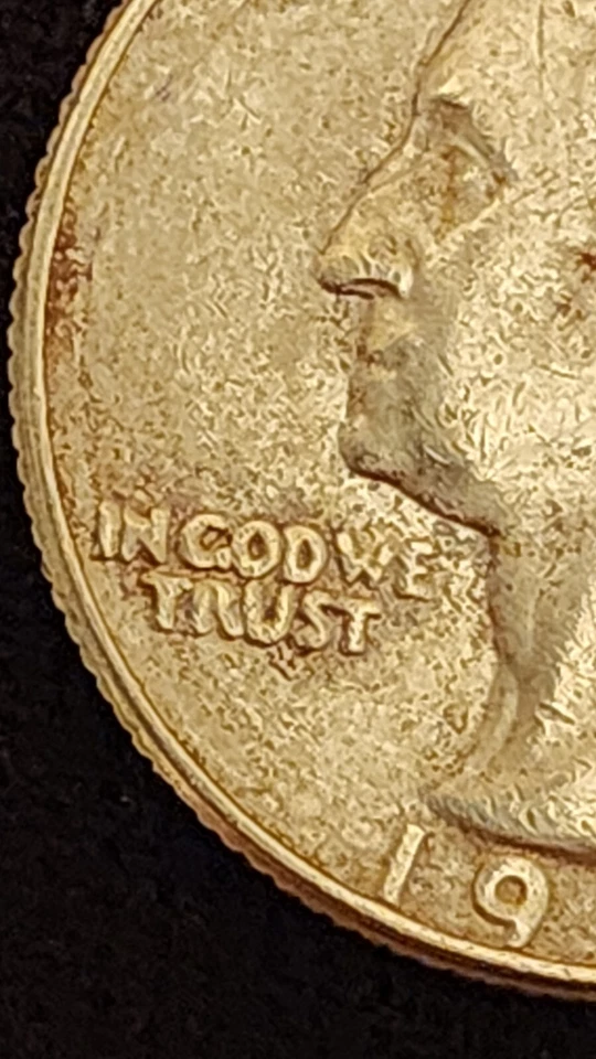 RARE Circulated 1982 D ERROR  QUARTER   Double Die Heavy on (IN GOD WE TRUST)   - Image 4 of 4