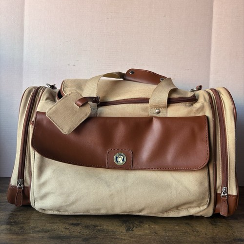 Rare Ben Hogan Foundation Golf Duffel Bag Brown & Beige *Broken Zipper* Plaid - Picture 3 of 21