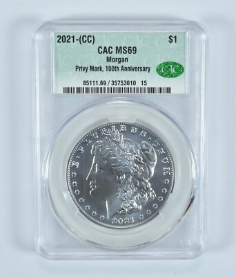 2021-(CC) Morgan Silver Dollar 100th Anniversary MS69 CAC CACg
