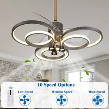 Modern LED Ceiling Fan with Lights Remote Control Black Chandeliers with Lights