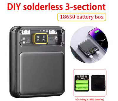 3x18650 Dual USB Flashlight Battery Charger Box Power Bank Holder DIY Shell Case