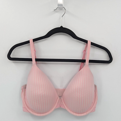 Victoria's Secret Bra 32DDD Pink Stripes Lined Perfect Coverage