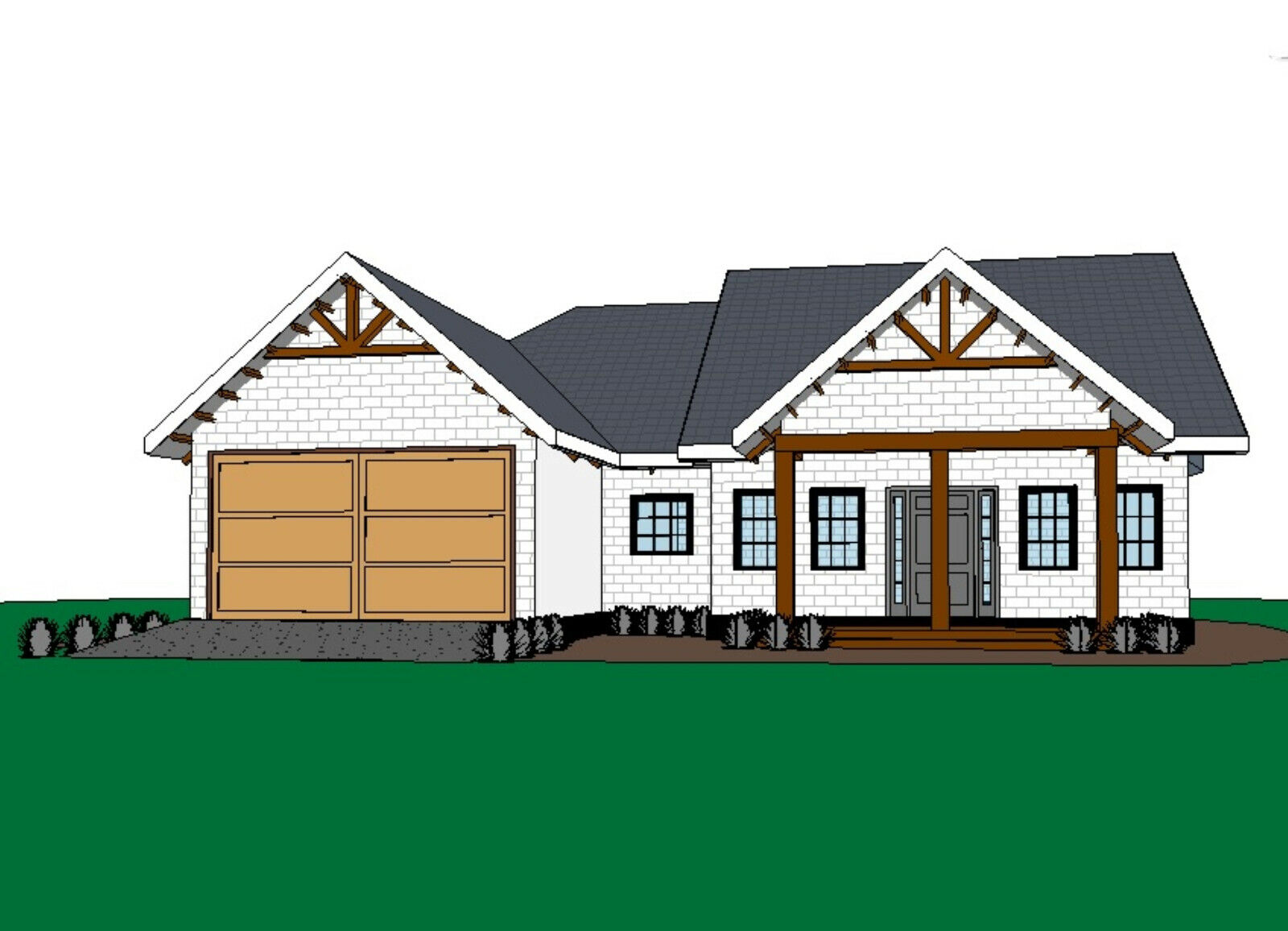 Custom Modern House Home Building Plans 3 Bedroom & 2 Bathroom - Free CAD file